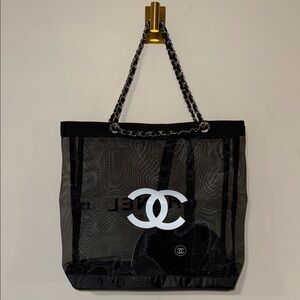 CHANEL Black Mesh Tote with cosmetic bag- New 🔥